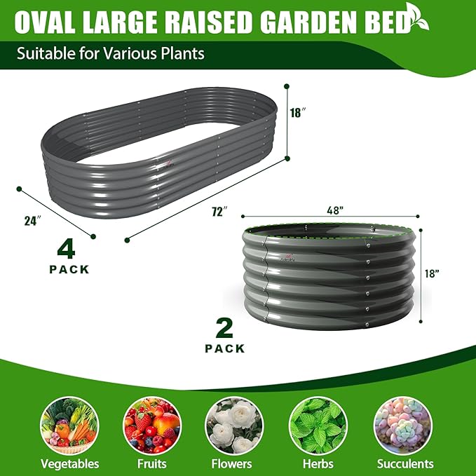 A ANLEOLIFE 6-Pack 4X4X1.5ft & 6X2X1.5ft Deep Root Galvanized Raised Garden - Image 2