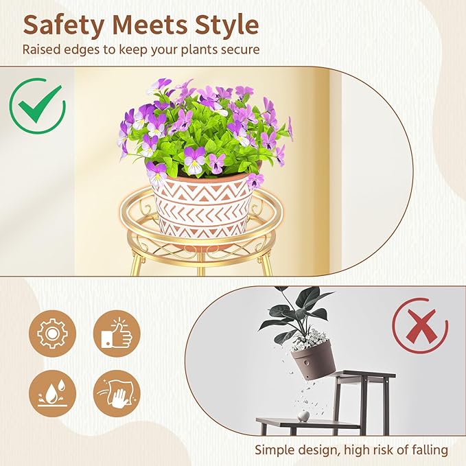 LASZOLA Gold 3 Tier Tall Plant Stand - Image 7