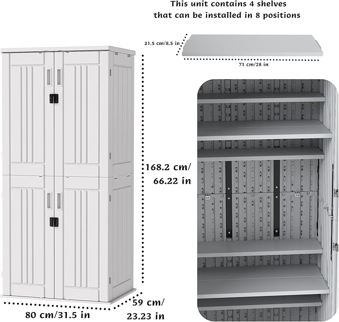 EHHLY Heavy Duty Tall Storage Cabinet Outdoor Weatherproof, 28 Cuft Garage - Image 2