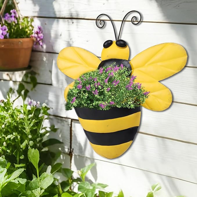 Metal Wall Planter Bee Wall Mounted Planters Small Flower Pot - Image 4