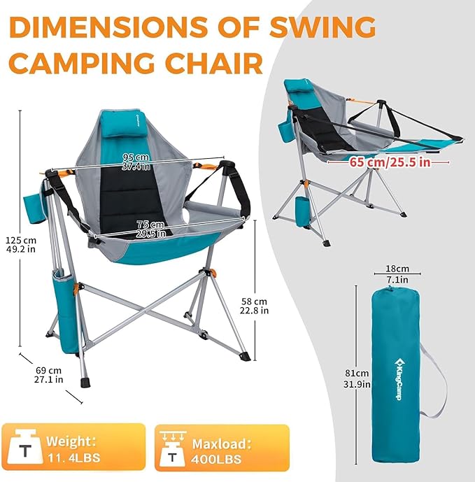 KingCamp Hammock Chair with Footrest – Heavy Duty Swinging Rocking Camping - Image 2