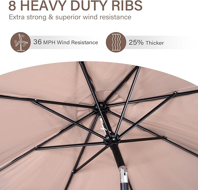 Backyard Expressions 9 ft. Patio Umbrella, Market Table Umbrella w/Tilt and - Image 4