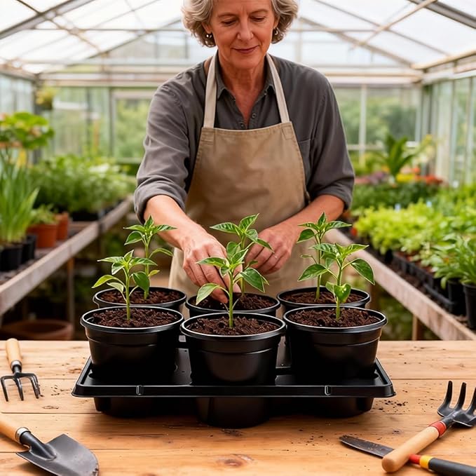 6 Inch Plastic Plant Pots 30 Pack and 6 Cell Nursery Pots Trays 5 Pack - Image 6