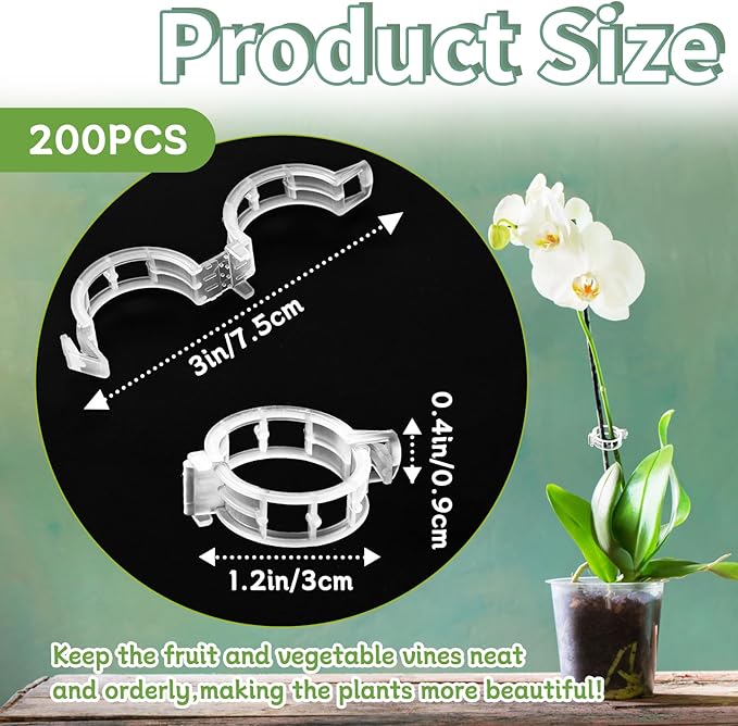 OJYUDD 200 Pcs White Plant Support Garden Clips, Secured Plastic Plant Clip - Image 2