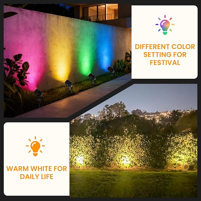 Halloween Christmas Spotlights Outdoor: RGBW Spot lights Plug in 120V Remote - Image 5