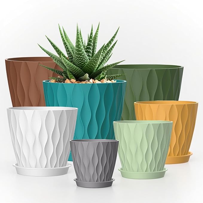 4/4.5/5/5.5/6/6.5/7 Inch Plant Pots, 7 Pack Flower Pots by SQKH