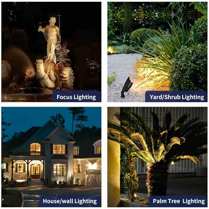 Gardenreet Black Brass Low Voltage Landscape Spotlights Kit 12V LED - Image 5