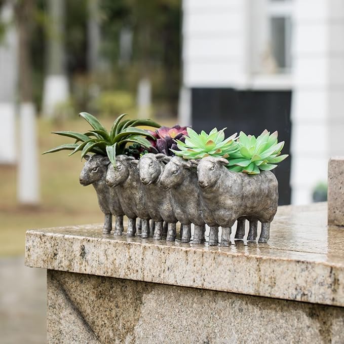 Newman House Studio Resin Sheep Planter Succulent Pot - Image 7