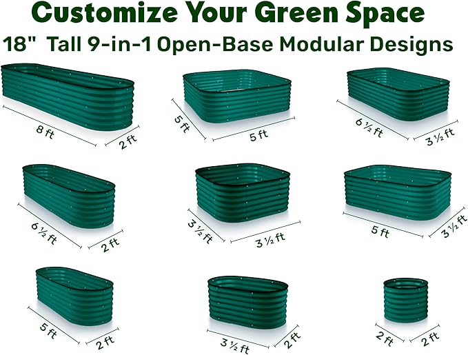 9-in-1 Galvanized Steel Raised Garden Bed // 8×2×1.5 ft Modular Planter - Image 2