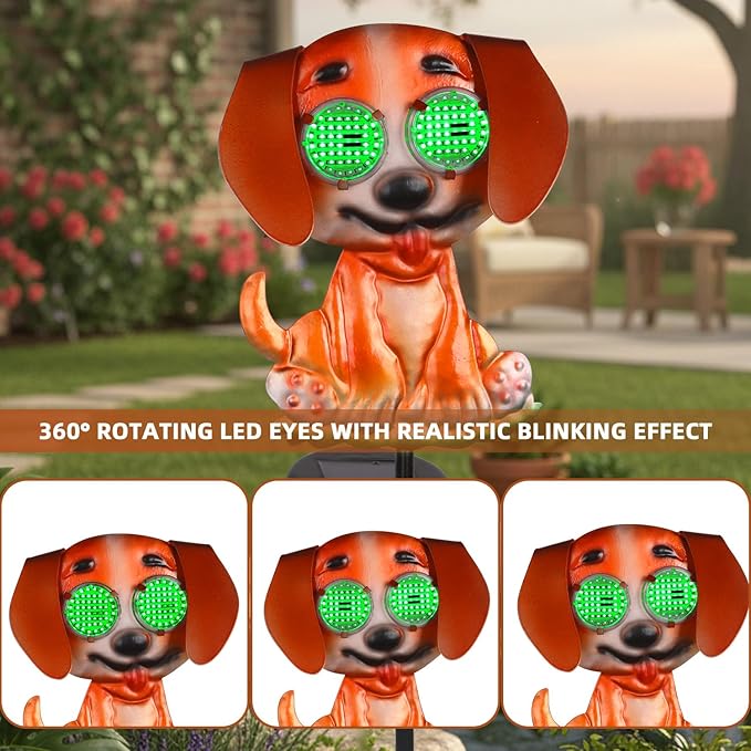 Dog Solar Garden Stakes with Cute Moving Eyeball Lights - Image 5