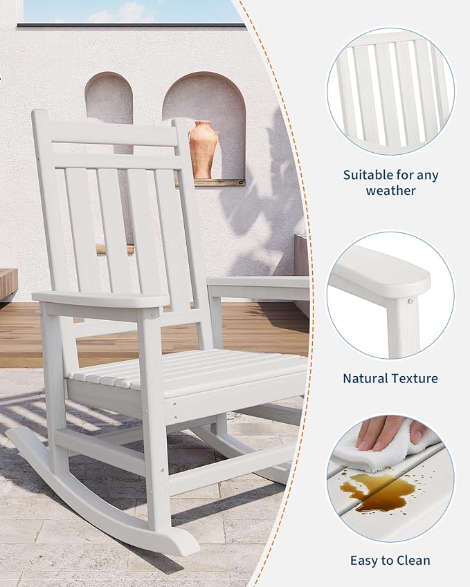 GarveeLife Poly Lumber Rocking Chair Outdoor - Image 4