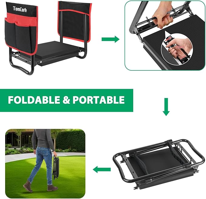TomCare Garden Kneeler and Seat 10.64” Wider Larger Soft Kneeling Pad Garden - Image 5