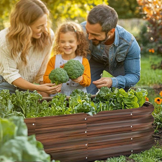 4x2x1ft Oval Galvanized Raised Garden Bed Outdoor 9-in-1 Large Metal Modular - Image 7