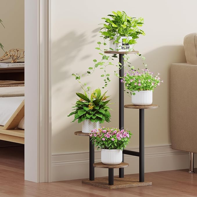Plant Stand Indoor with Grow Light, 4-Tiered Tall Plant Stand Indoor, Metal - Image 2