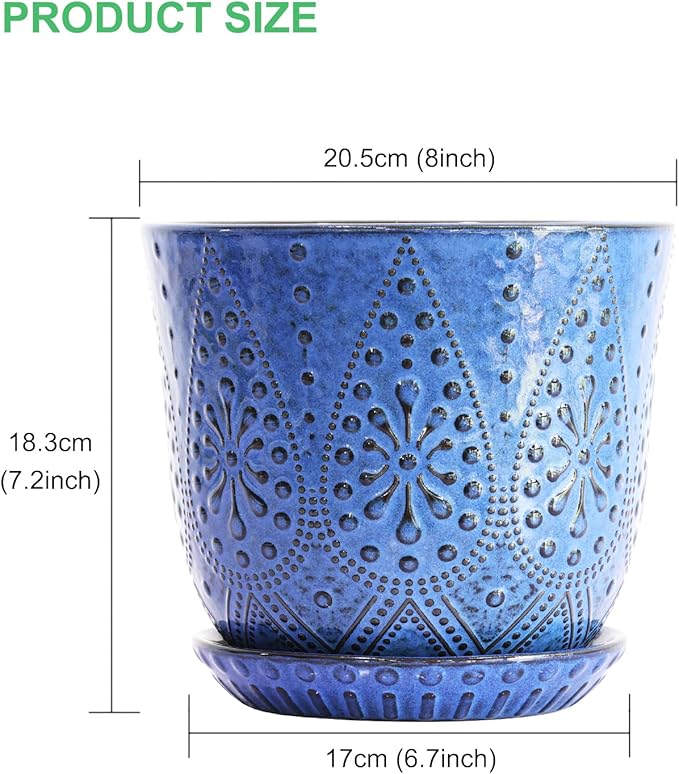 Gepege 8 Inch Plant Pot for Indoor Plants, Ceramic Planter - Image 2