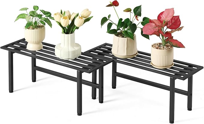 2 Pack Metal Plant Stand Outdoor Plant Shelf Indoor, 1 Tier Heavy Duty Plant by Dipion
