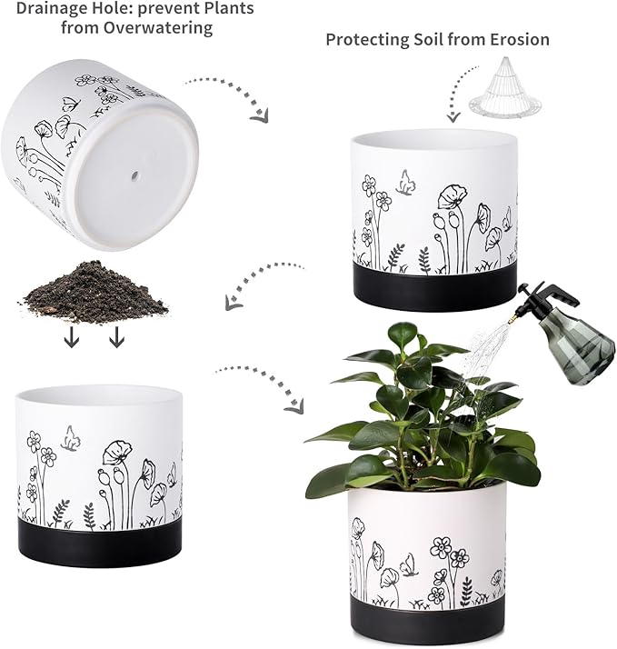 Nihow Ceramic Plant Pot: 6 Inch Planter - Image 3
