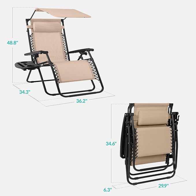 Best Choice Products 30” Wide Folding Zero Gravity Outdoor Recliner Patio - Image 2