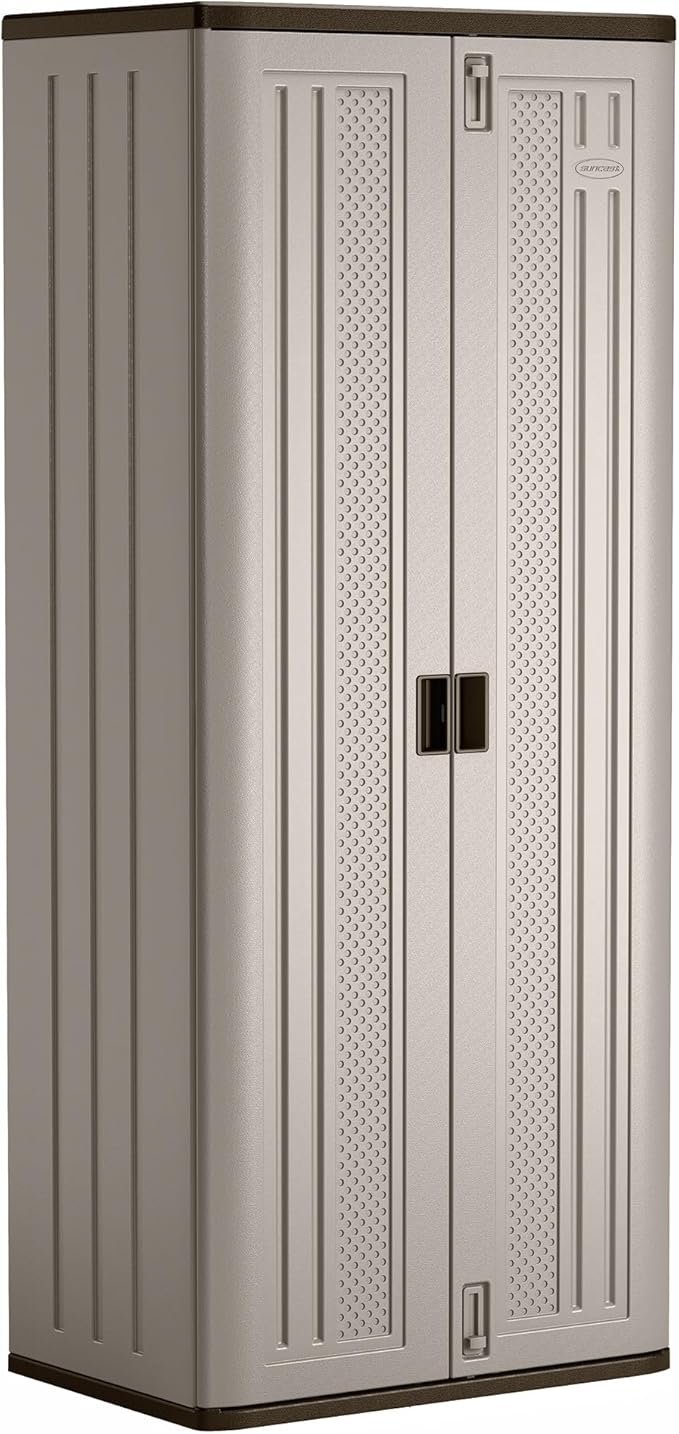 Suncast Tall Storage Cabinet, Platinum Resin Garage Storage Cabinet - Image 11