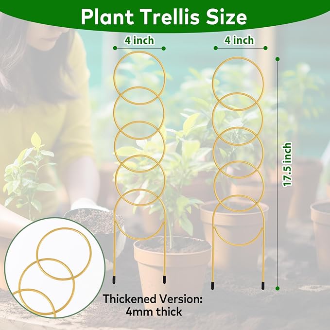 17.5 Inch Plant Trellis Indoor for Climbing Plants, Metal Small Garden Trellis - Image 2
