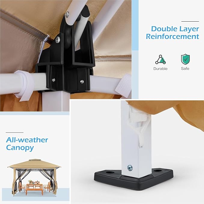 ECOTOUGE Canopy Tent with Sidewalls Instant Shelter Canopy with Carrying Roller - Image 4