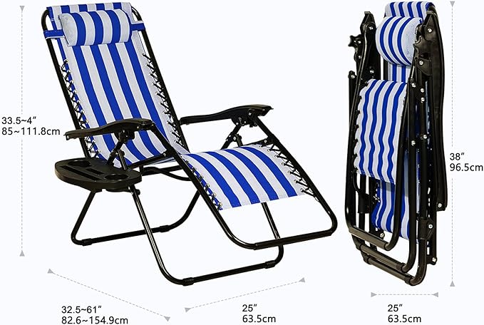 Nazhura Set of 2 Relaxing Recliners Patio Chairs Adjustable Steel Mesh Zero - Image 3