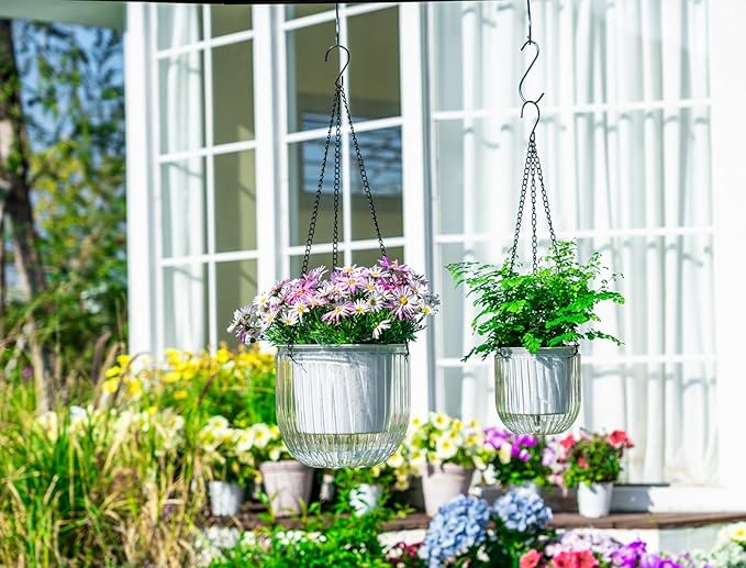Josteve 5.2/8.2 Inch 2 Pcs Self Watering Hanging Planter Indoor Plant Pots - Image 3