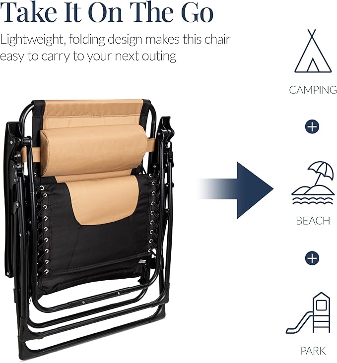 Best Choice Products Oversized Padded Zero Gravity Chair, Folding Outdoor Patio - Image 5