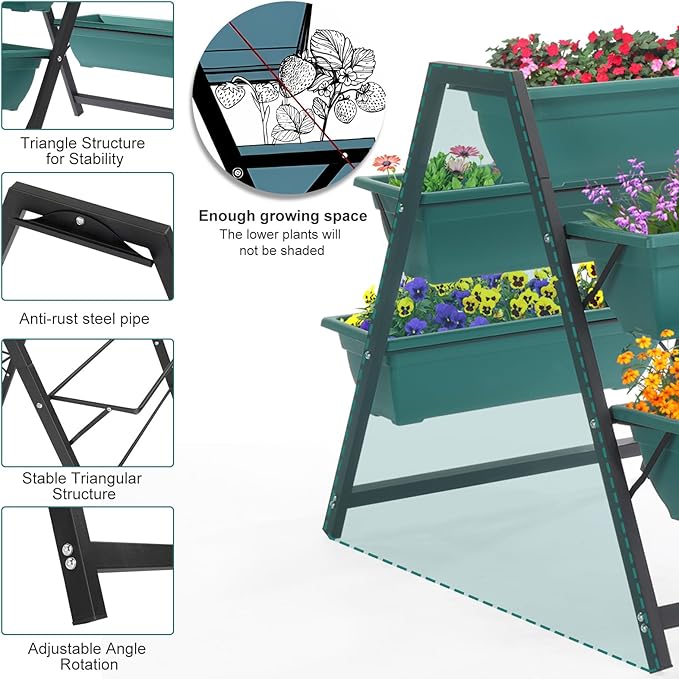 Outvita Green Raised Garden Planter Bed, Tiered Planter Stand - Image 2