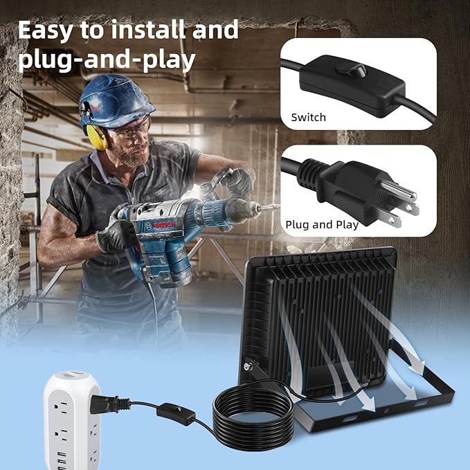 50W Flood Lights Outdoor, 7000LM Bright LED Work Light, IP66 Waterproof Outside - Image 3