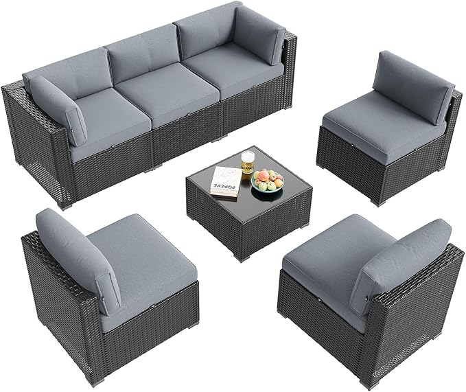 Aoxun Patio Furniture Set, 7 Piece Outdoor Sectional Sofas - Image 9