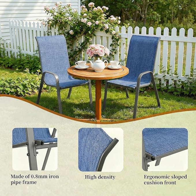 MAMIZO Patio Dining Chairs, Stackable All Weather Teslin Chair, Heavy Duty - Image 6