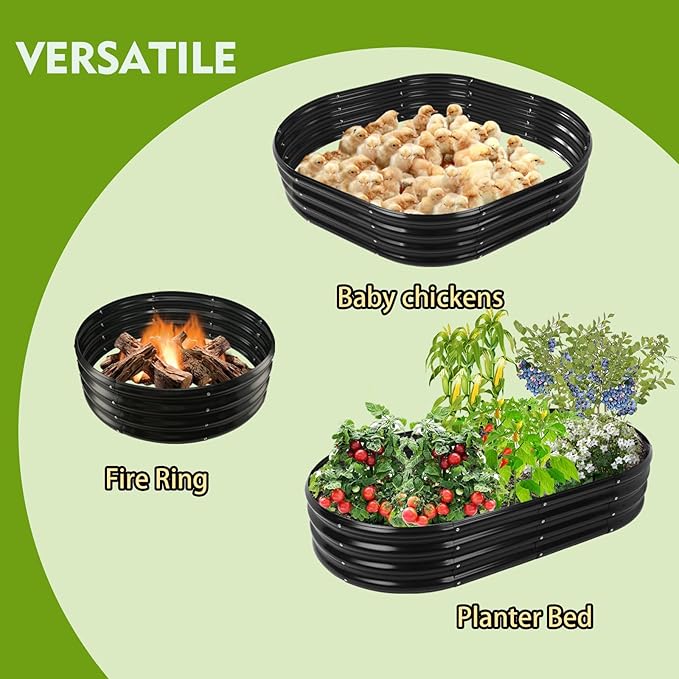 5X2.7X1 FT Oval Galvanized Metal Garden Raised Bed/Plant Box - Image 2