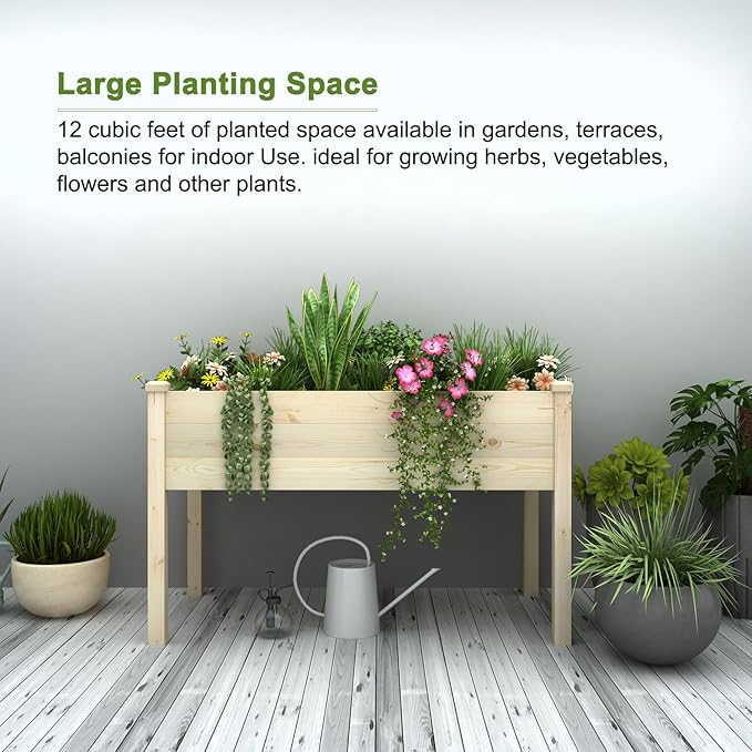 BIRASIL Outdoor Raised Garden Bed, Wood Planter Box - Image 7