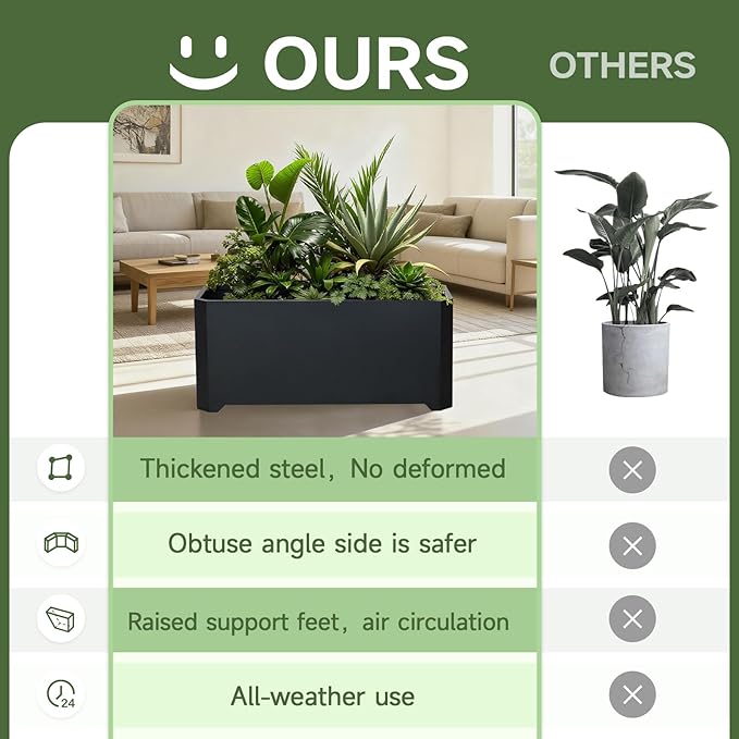Steel Planter Box-36"x15"x15"-Large Rectangular Planters - Image 6