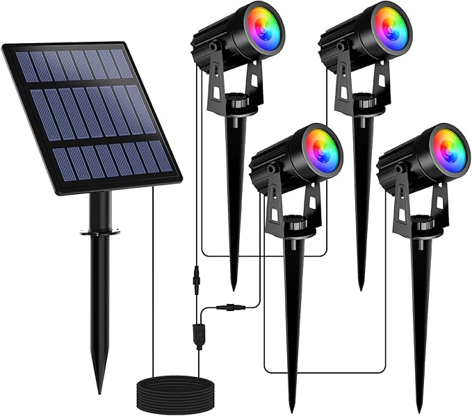 T-SUNUS RGB Solar Spot Lights Outdoor Christmas, Color Changing Landscape by T-SUNUSLighting
