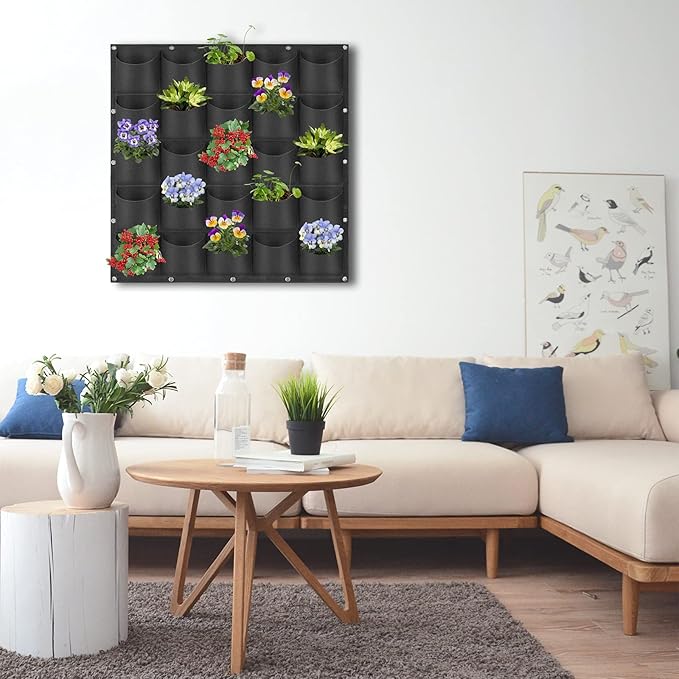 25 Pockets Hanging Planter Bags, Hanging Vertical Wall Mounted Plant Planting - Image 7