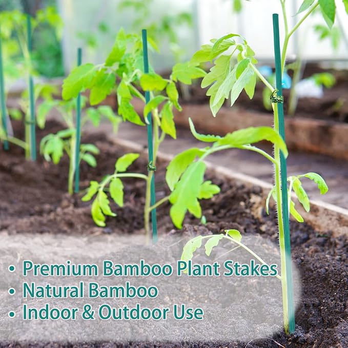 Bamboo Plant Stakes 50PCS, 18Inch Natural Bamboo Garden Stakes, Supports Indoor - Image 6