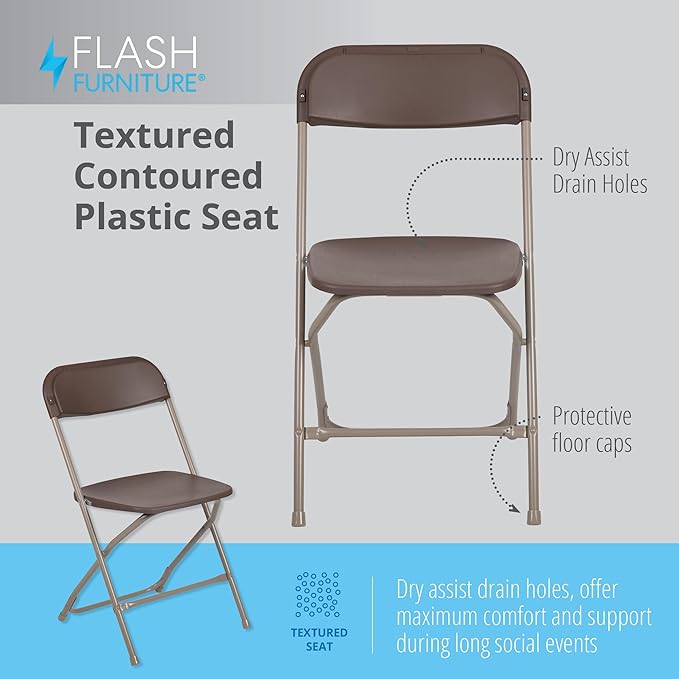 Flash Furniture Hercules Series Plastic Folding Chair Brown - Image 7