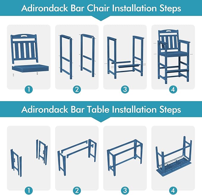 Ciokea 3 Pcs Outdoor Bar Height Table Set, Heavy-Duty All-Weather HDPE Patio - Image 9