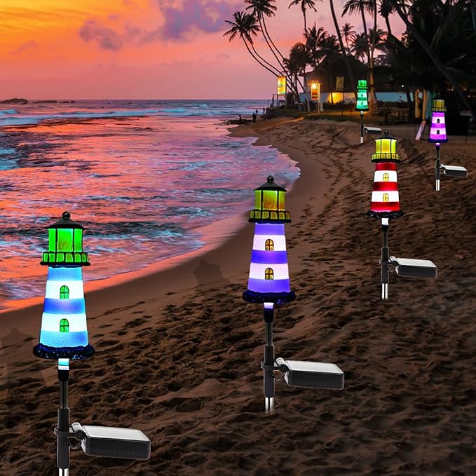 Lighthouse Outdoor Solar Lights, 2 Packs Outdoor Waterproof, Solar Trail Lights - Image 6
