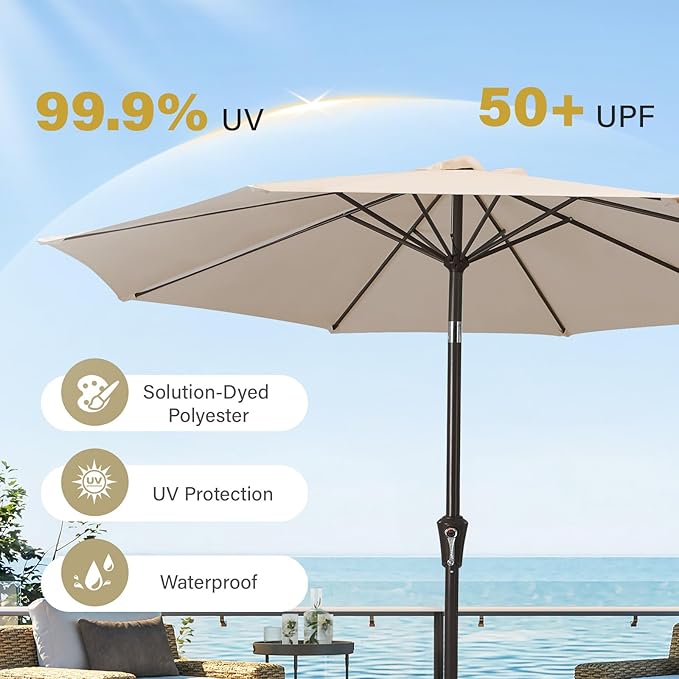 MEWAY 9ft Patio Umbrella Outdoor Table Umbrellas - Image 5