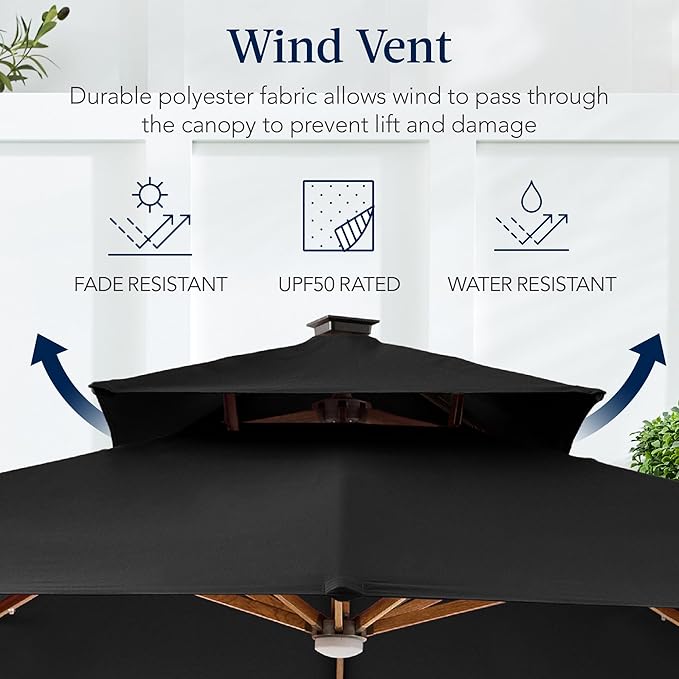 Best Choice Products 10ft Square Cantilever Patio Umbrella w/Base Included - Image 7