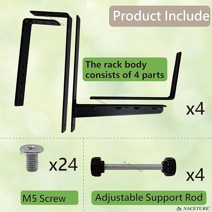 Window Box Brackets for Railing- 4 Pcs Adjustable Planter - Image 7