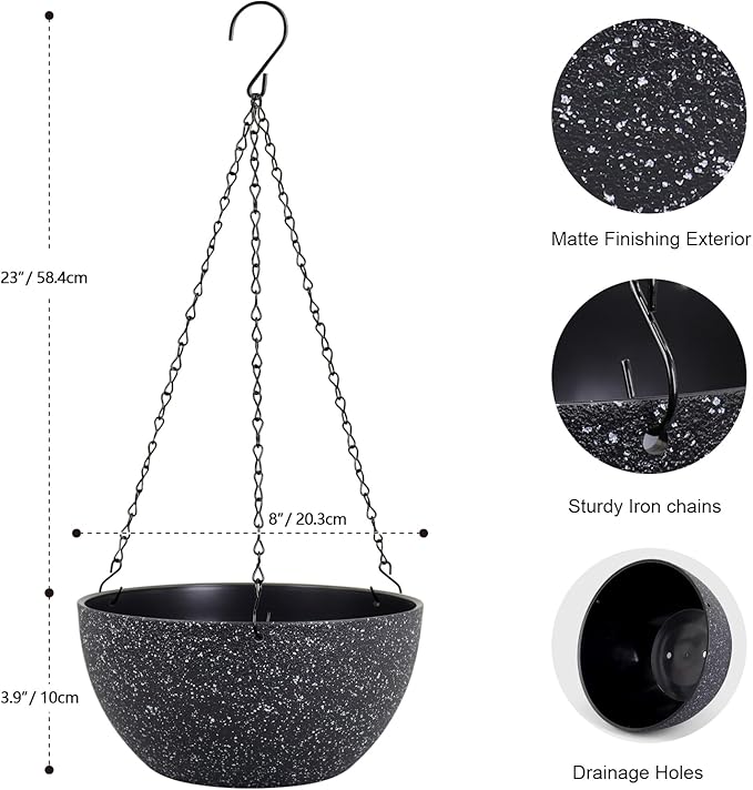 8 inch Small Hanging Planters for Indoor Outdoor Plants, 2 Pack Hanging Flower - Image 2