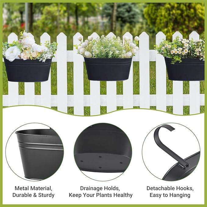 Dahey 10.5 Inch Metal Iron Hanging Flower Pots - Image 4