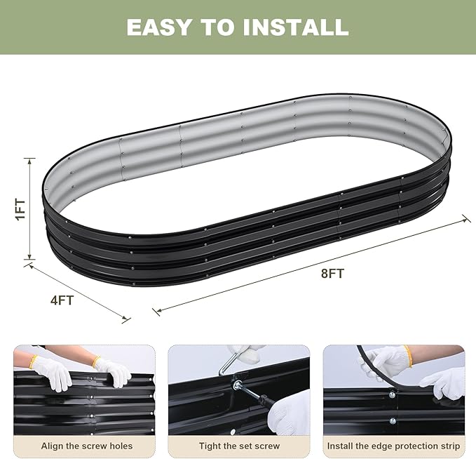 Raised Garden Bed, Oval Metal Planter Box - Image 5