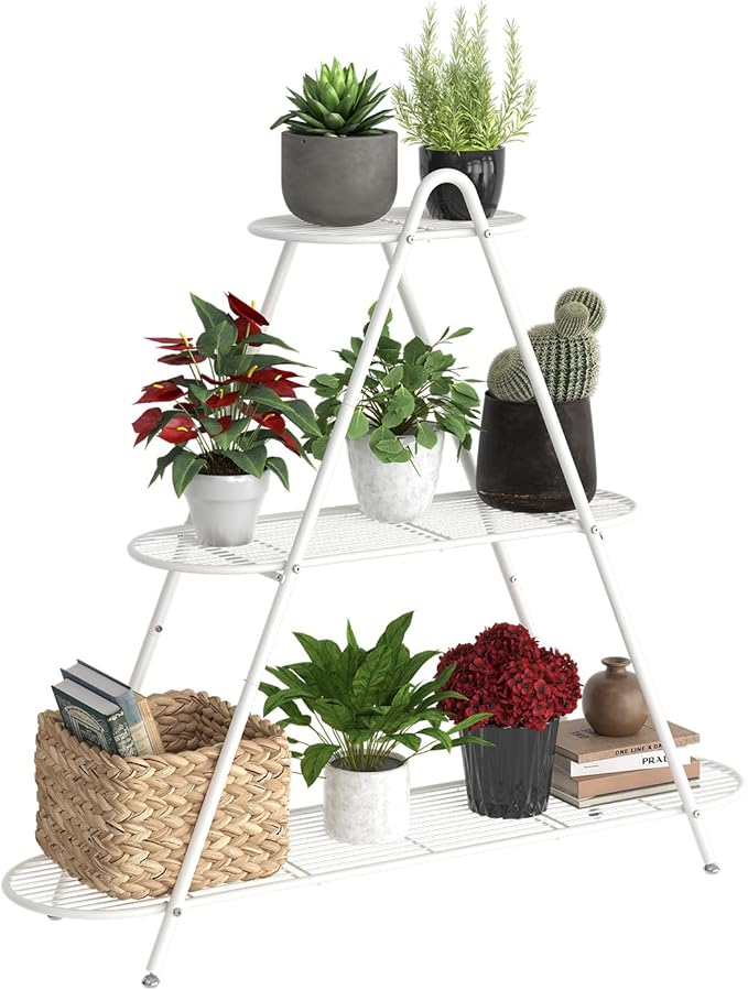 Plant Stand for Patio, 3-Tier Metal Plant Shelf–Indoor/Outdoor Display Rack for by Furshus