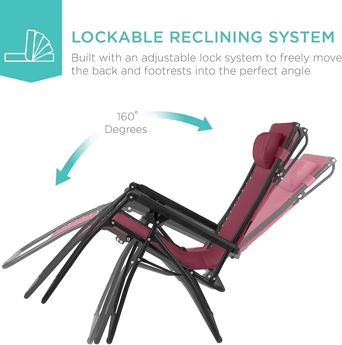 Best Choice Products 30” Wide Folding Zero Gravity Outdoor Recliner Patio - Image 6