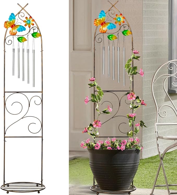 Garden Trellis with Plant Stands, 48” Metal Detachable Butterfly Plant Pot by SUNNYPARK